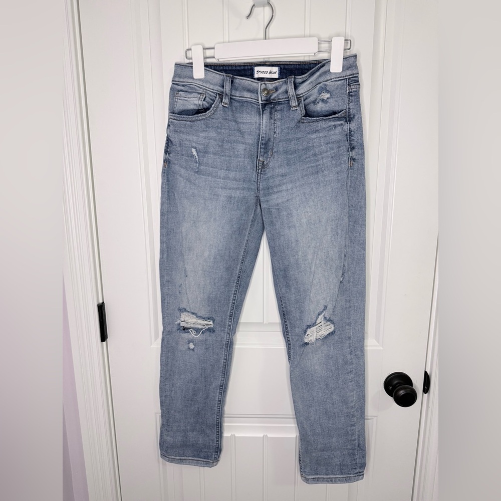 Studio Light Blue Casey Mid Rise Cropped Relaxed Skinny Jean